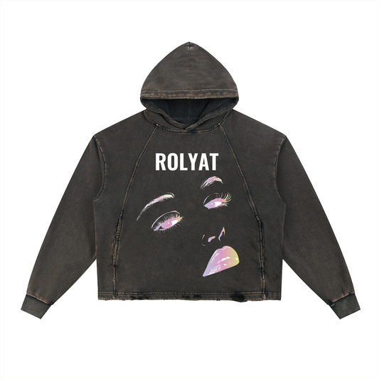 Vintage Washed Frayed-Hem Hoodie