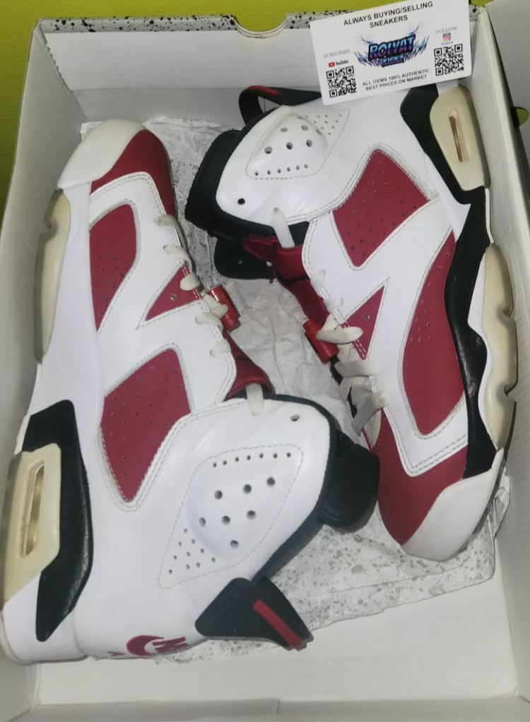 SIZE 8 AIR JORDAN 6 CARMINES WITH ORIGINAL BOX