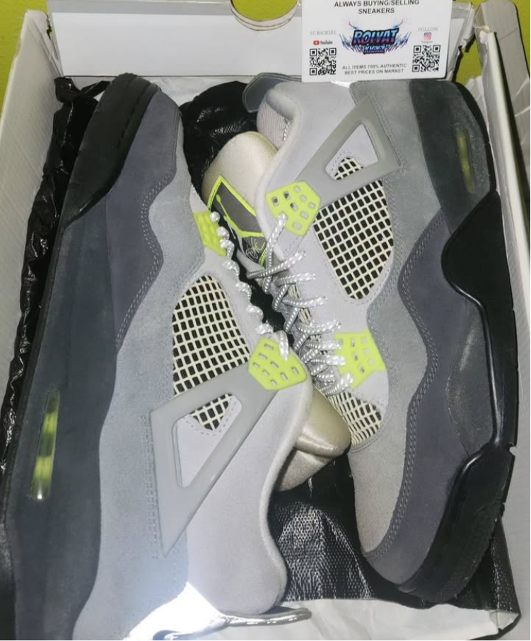 Size 10.5 AIR JORDAN 4 NEON WITH OG BOX